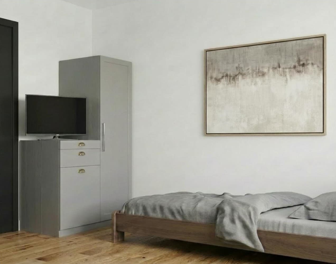 Bedroom with wardrobe and TV