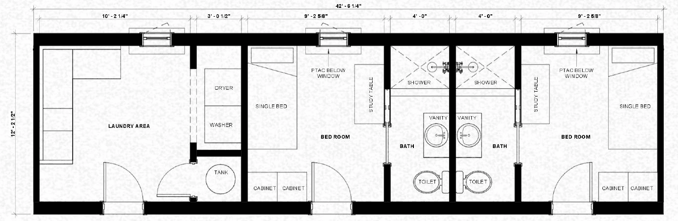 Type C floor plan — 2 bed · 2 bath · laundry variant
